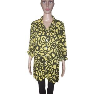 John Mark women's colorful button front rolltab sleeves Shirt Sz L